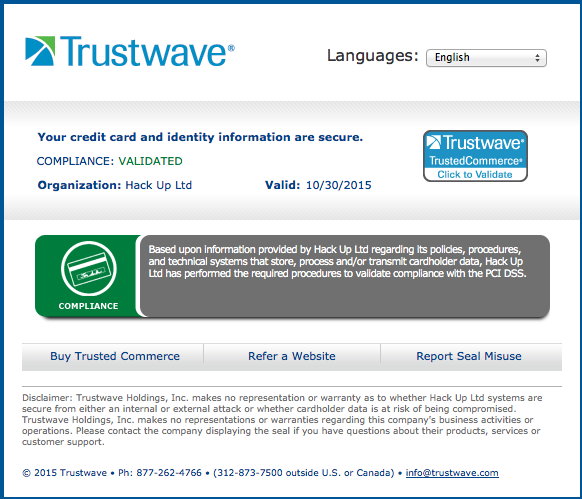 Online superior security certified by Trustwave
